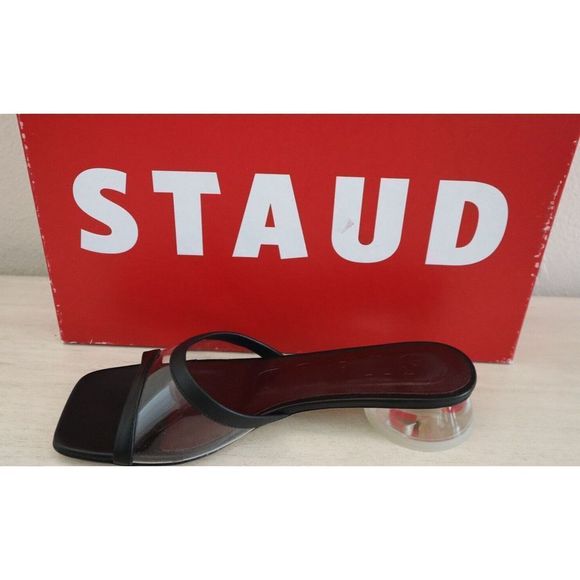 Staud 404-1251 Women's Sz 37 / US 7 Black/Clear Simone Clear Mule Sandals $350 - Picture 6 of 16
